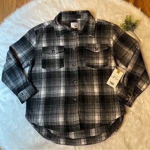 YMI Jeans YMI Plaid Flannel Oversized Button Up Shacket Black